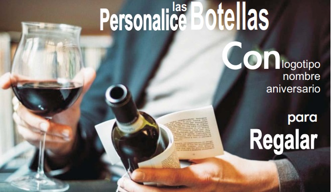 Botella de vino con etiqueta personalizada con tu logo o imagen
